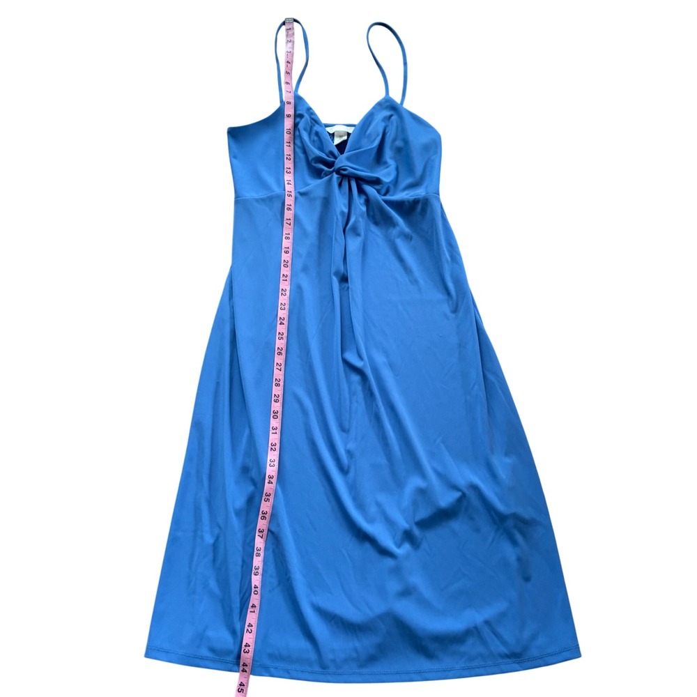 H&M Blue Twist Front Spaghetti Strap Dress Medium Coastal Summer Vacation Travel - Picture 7 of 10